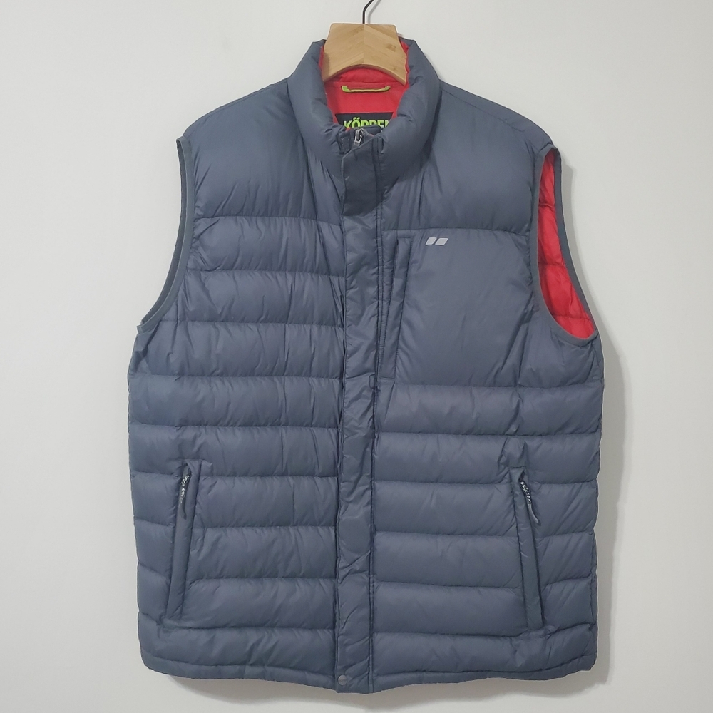 Koppen Mens Down Fillfyll Zip Puffer Vest Gray Size XL